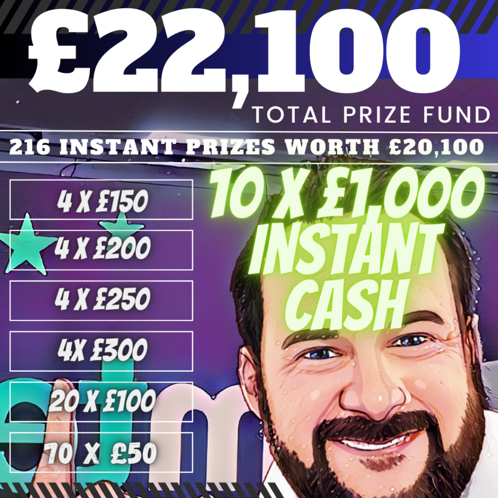 LOW ODDS £2,000 Jackpot 216 Instant Cash Worth £20,100 10 x £